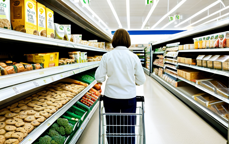가장 인기 있는 대체 플라스틱 소재 10가지 - Starch-Based Packaging**
"A brightly lit grocery store aisle featuring a woman selecting cookies pa...