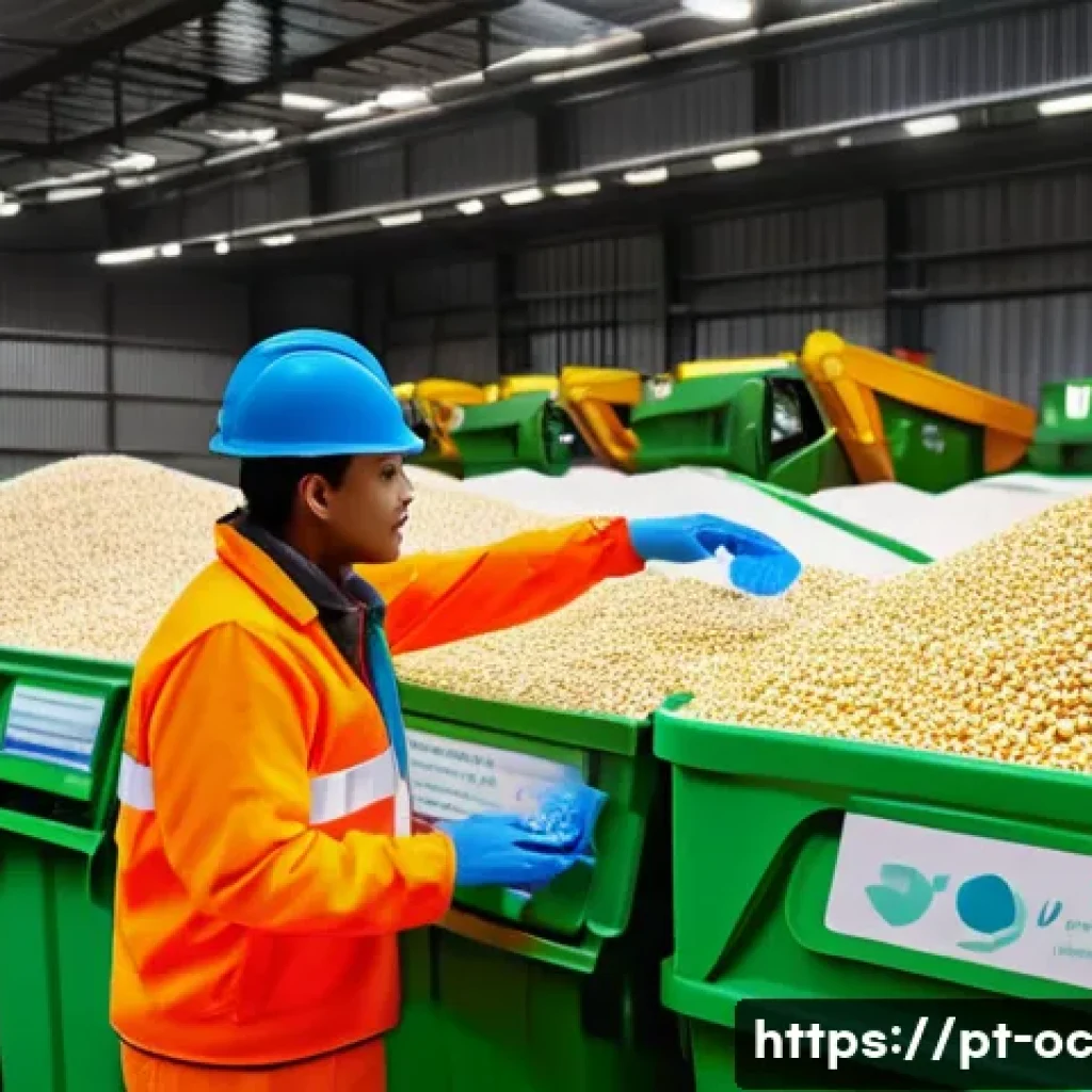 대체 플라스틱 소재의 장기적 효과 - A vibrant Brazilian urban recycling center scene showcasing advanced AI-powered sorting machines sep...