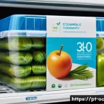 Home 22 대체 플라스틱 소재의 사용 사례 분석 - A detailed close-up of eco-friendly packaging made from PLA bioplastic, showcasing its transparent, ...