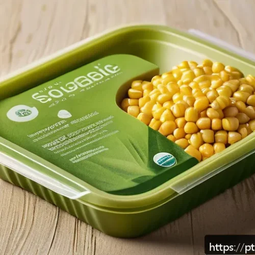 Home 31 대체 플라스틱 소재의 시장 전망 - A vibrant, detailed close-up of biodegradable packaging made from bioplastics derived from corn and ...